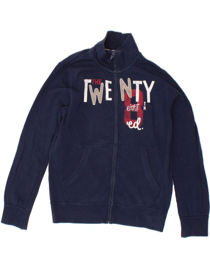 BENETTON Boys Graphic Tracksuit Top Jacket 10-11 Years Navy Blue Vintage Benetton and Second-Hand Benetton from Messina Hembry 