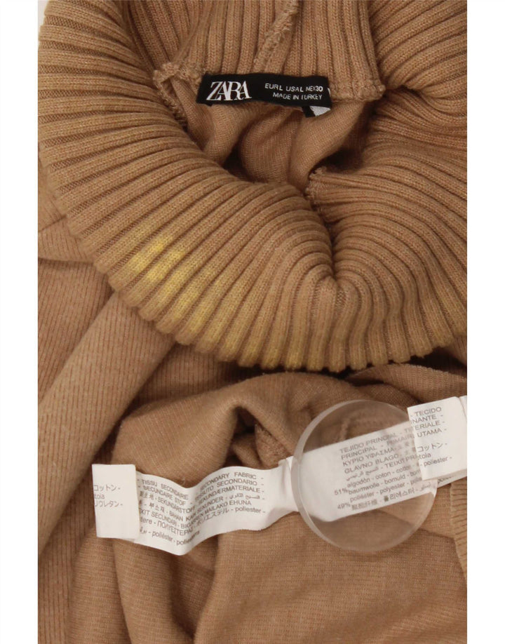 Zara Damen Weste Top UK 16 Large Beige Baumwolle