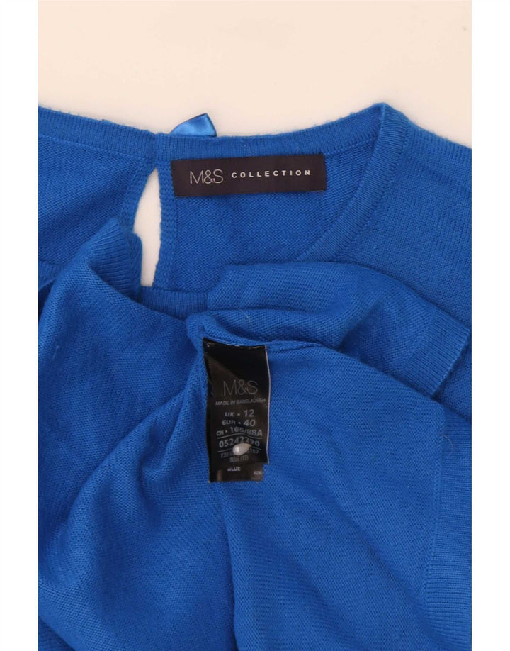 Marks & Spencer Damen Blusenoberteil UK 12 Mittelblaues Blumenmuster aus Acryl