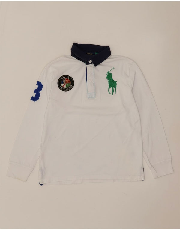 Polo Ralph Lauren Rugby-Poloshirt mit Grafik für Jungen, 10–11 Jahre, Mittelweiß