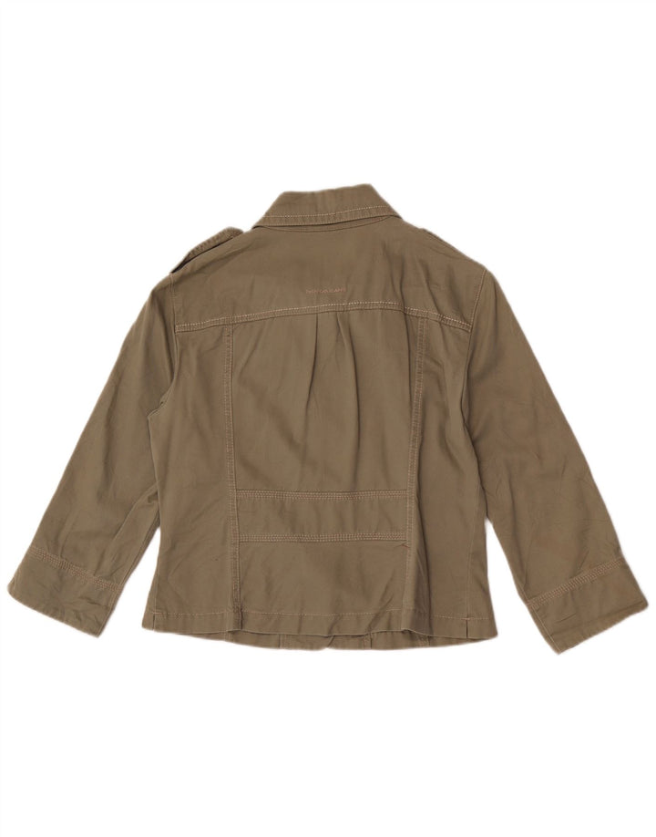 DKNY Damen-Militärjacke mit 3/4-Ärmeln, UK 14, mittlere Khaki-Baumwolle