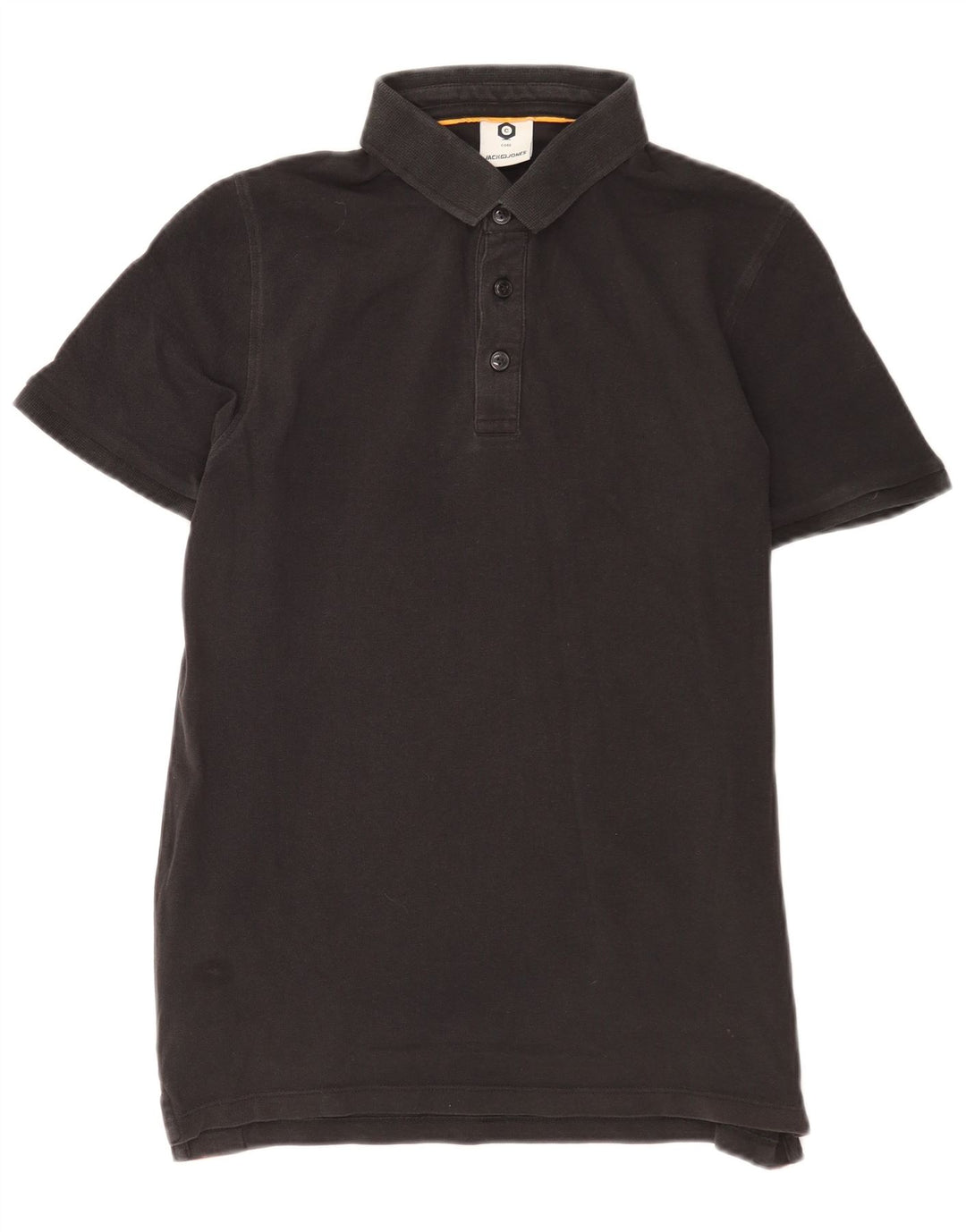 Jack & Jones Herren-Poloshirt mit Grafik, Mittelschwarz, Colourblock-Baumwolle