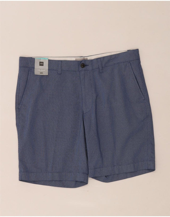 Marks & Spencer Herren-Chinoshorts W34, große, blau gefleckte Baumwolle