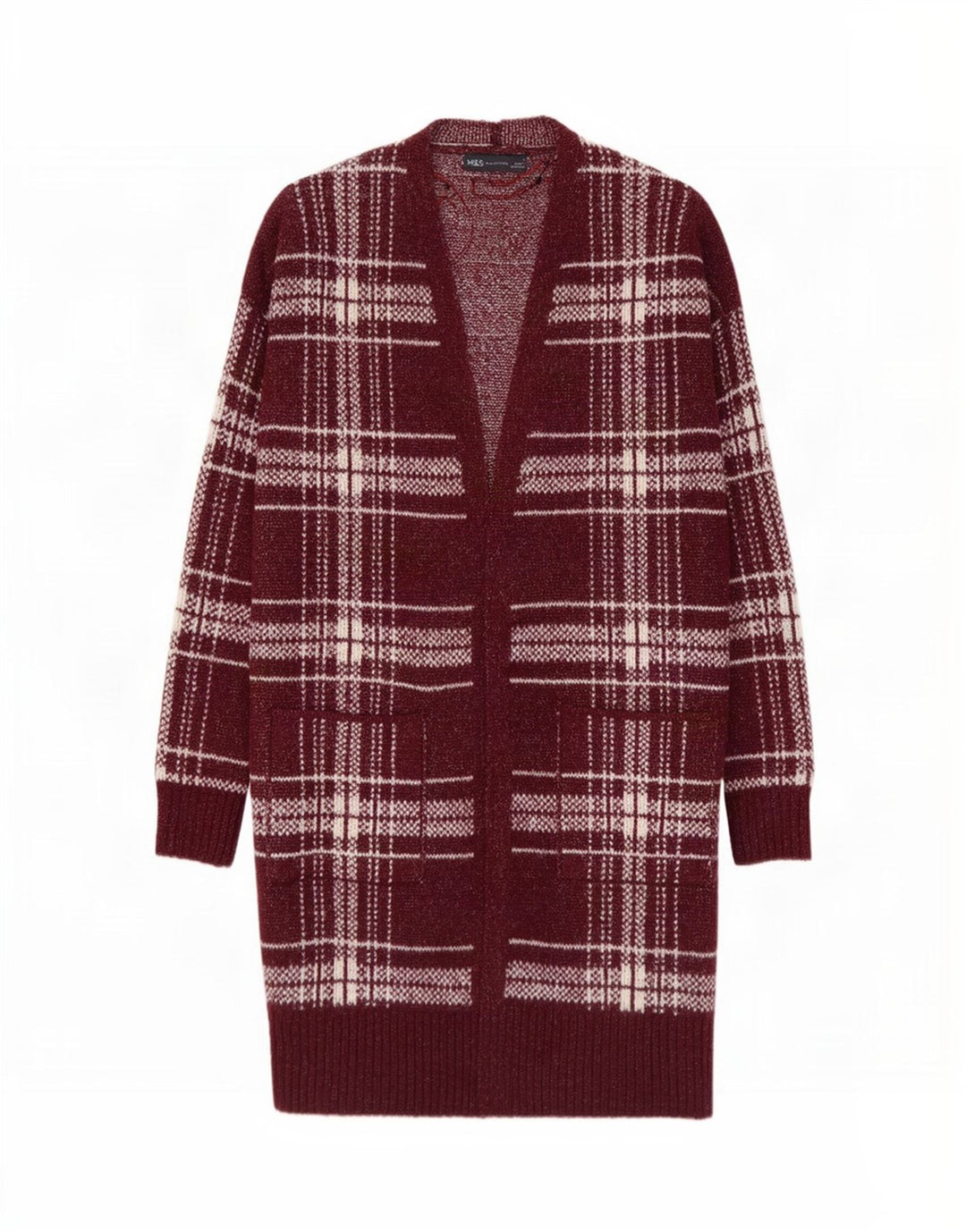 Marks & Spencer Damen Longline-Cardigan-Pullover UK 14 Medium Burgund