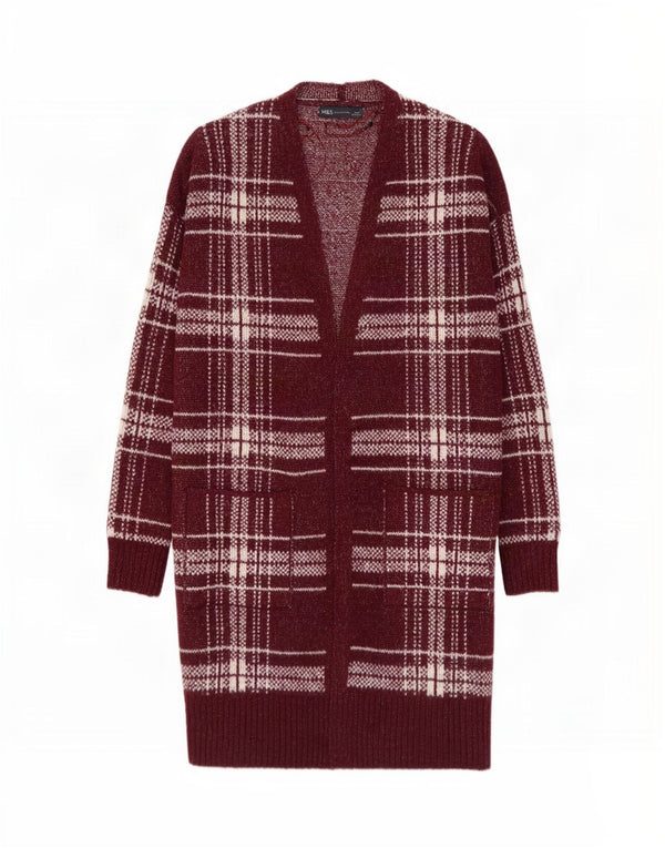 Marks & Spencer Damen Longline-Cardigan-Pullover UK 14 Medium Burgund