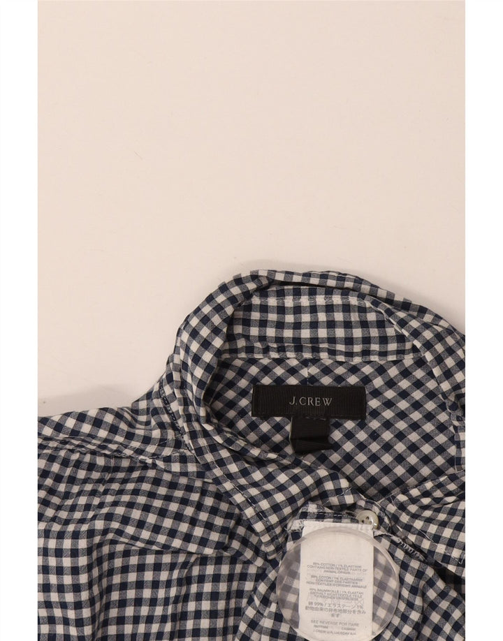 J. Crew Damen-Pullover-Hemd, UK 14, mittelmarineblaue Gingham-Baumwolle
