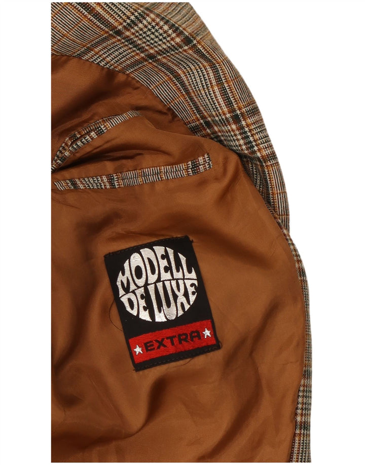 VINTAGE Herren-Blazer mit 2 Knöpfen, UK 40, großes grau kariertes Polyester