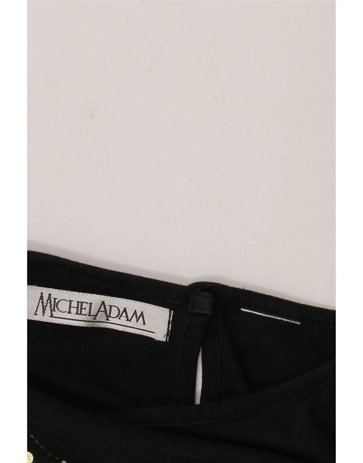 Michel Adam Damen-Oberteil mit abstraktem Muster, 3/4-Ärmel, UK 18, XL, Schwarz