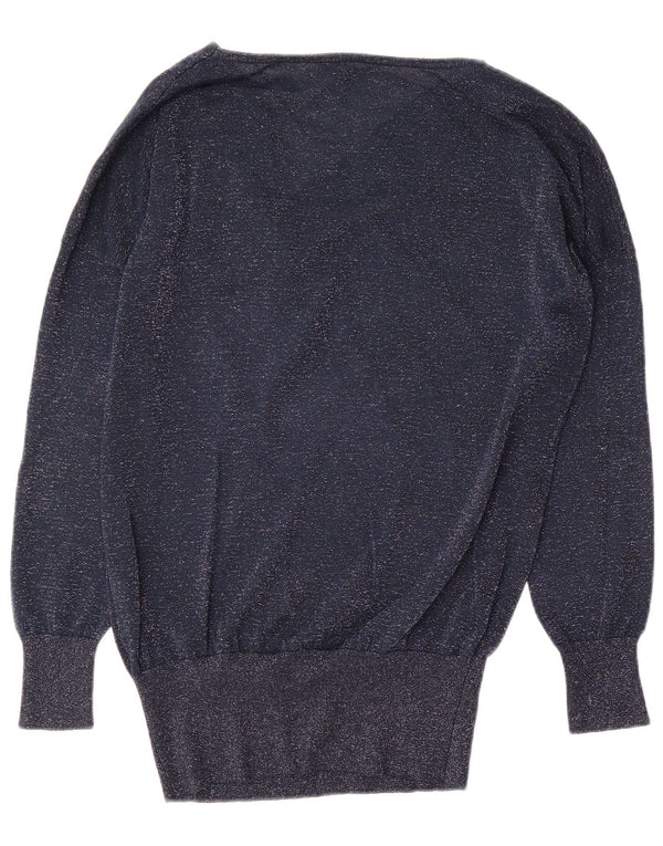 Oasis Damen-Pullover mit U-Boot-Ausschnitt, Gr. 42, Größe L, marineblau gefleckte Viskose