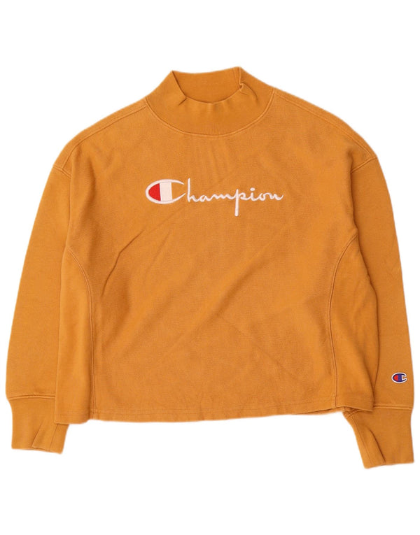 Champion Womens Graphic Oversized Sweatshirt Pullover UK 10 Small Gelb