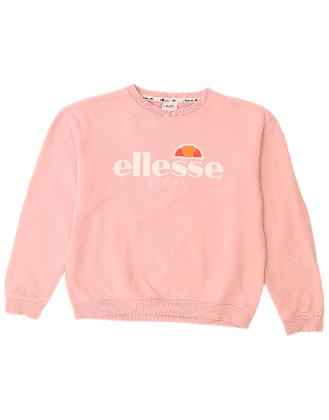 ELLESSE Damen Grafik-Sweatshirt-Pullover UK 12 Mittelrosa Baumwolle
