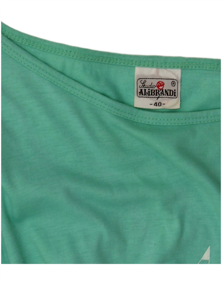 VINTAGE Damen Basic Kleid EU 40 Mittelgrüne Baumwolle