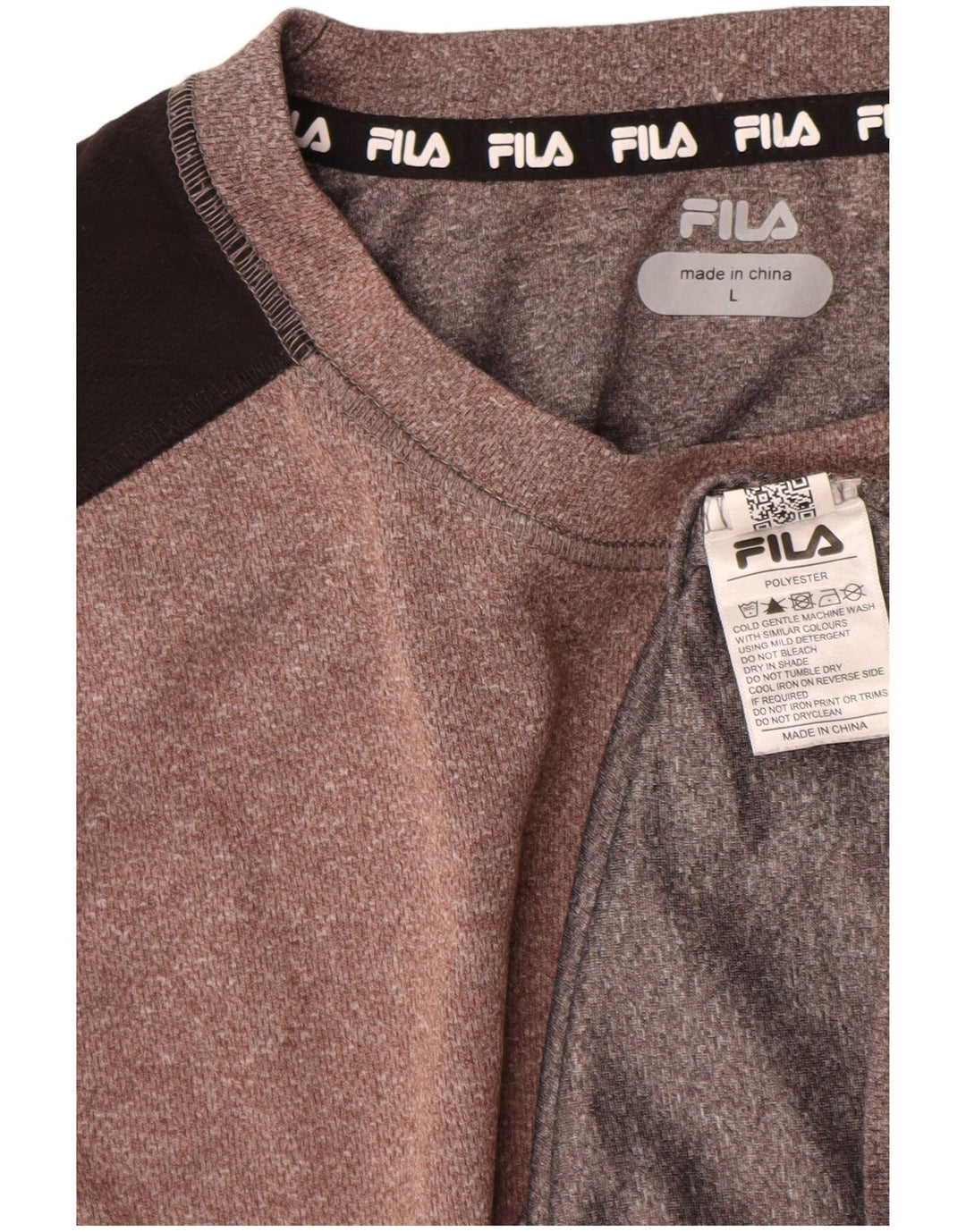 Fila Herren-T-Shirt-Oberteil, großes braunes Farbblock-Polyester