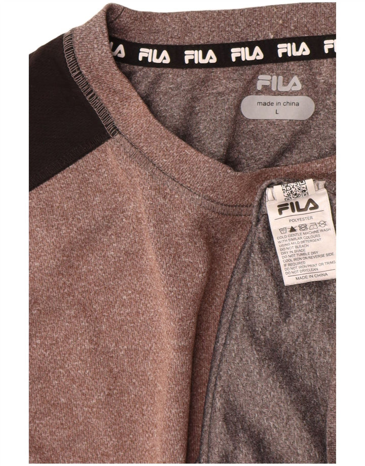 Fila Herren-T-Shirt-Oberteil, großes braunes Farbblock-Polyester