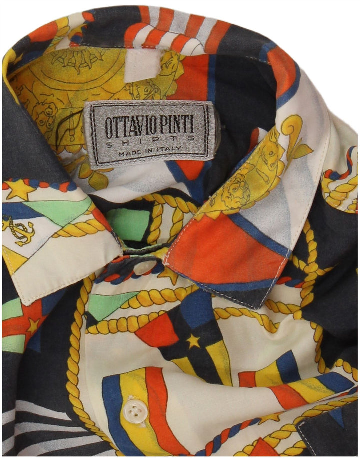 Vintage Herren-Kurzarmshirt mit abstraktem Muster, klein, mehrfarbig