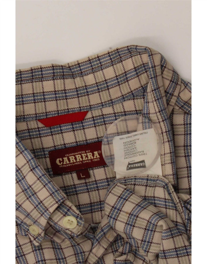 Carrera Herren-Flanellhemd, groß, grau kariert, Baumwolle