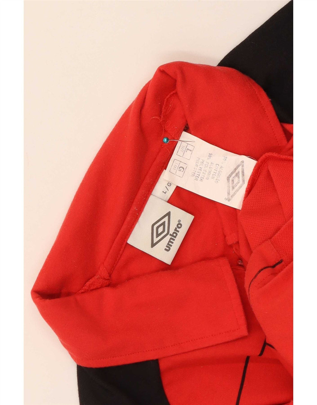 Umbro Herren-Poloshirt mit Grafik, groß, rot gestreift, Baumwolle