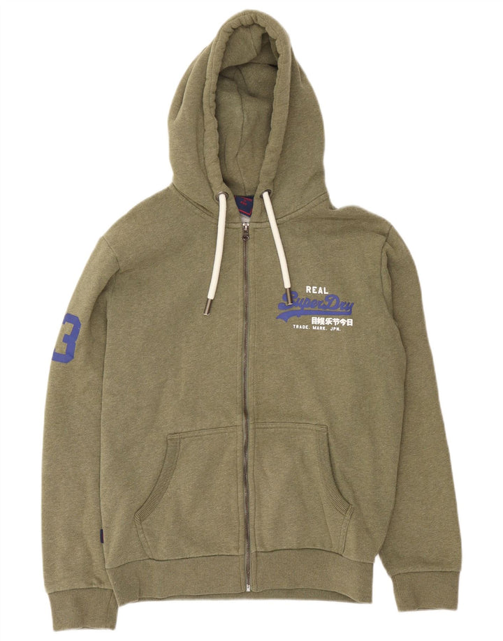 Superdry Damen Graphic Zip Hoodie Pullover UK 14 Mittelgrün