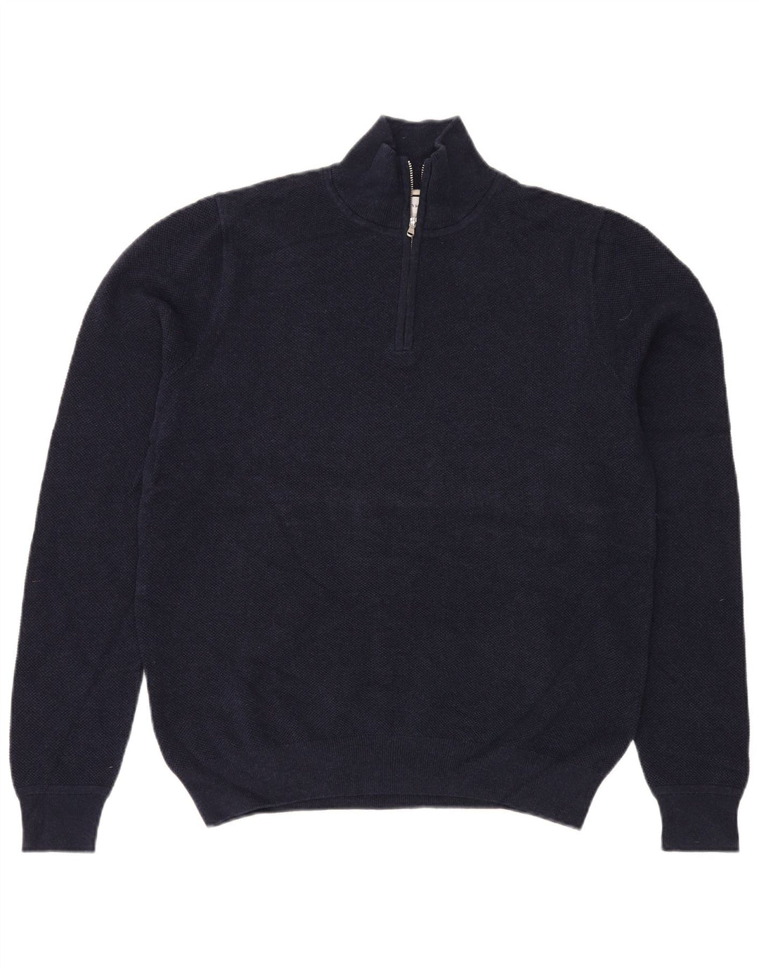 John Lewis Herren-Pullover mit Reißverschluss am Hals, große marineblaue Baumwolle
