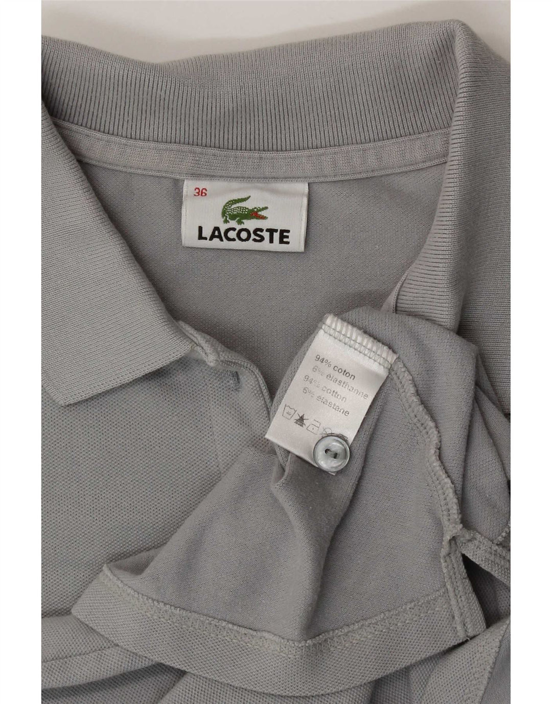 Lacoste Damen-Poloshirt, Größe 36, kleine graue Baumwolle