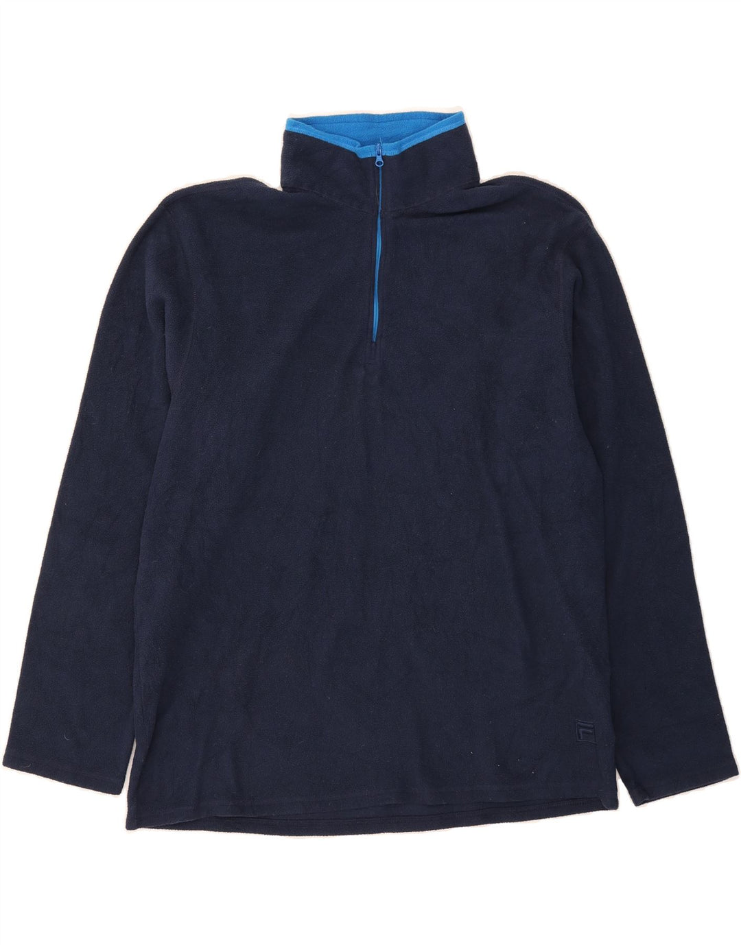 FILA Mens Zip Neck Fleece Jumper XL Navy Blue Polyester Vintage Fila and Second-Hand Fila from Messina Hembry 
