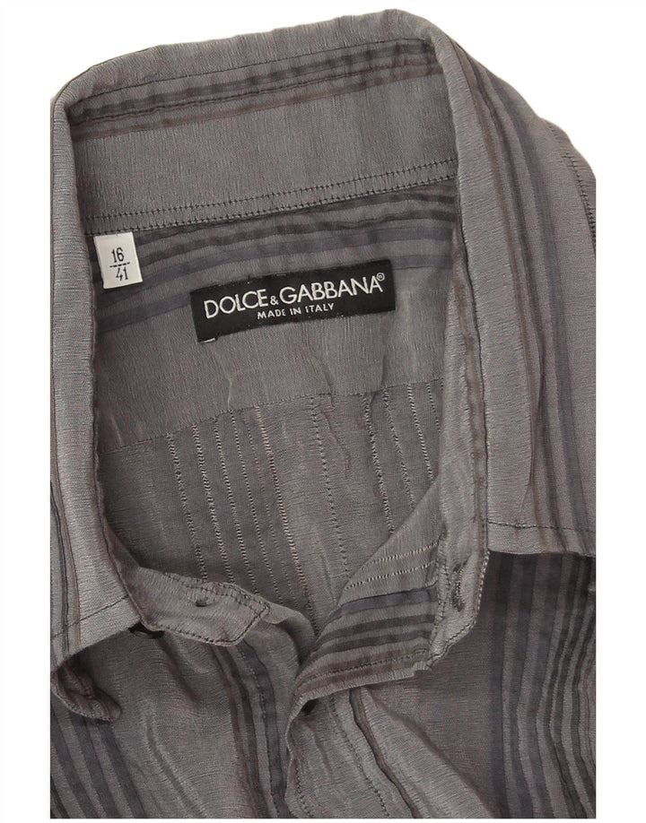 Dolce & Gabbana Herrenhemd, Größe 16 41, groß, grau gestreift