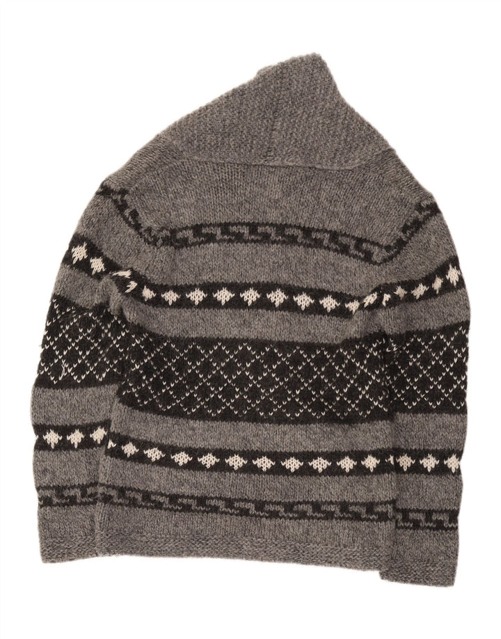 Zara Herren-Cardigan-Pullover Mittelgrau Geometrisch