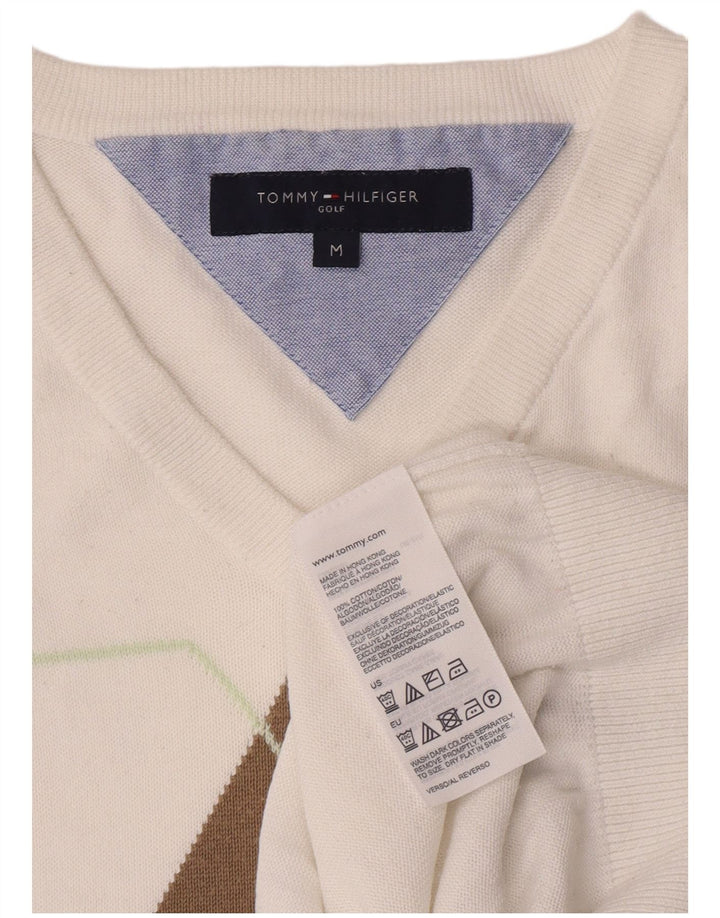 Tommy Hilfiger Herren-Weste-Tanktop, mittelweiße Argyle-/Diamant-Baumwolle