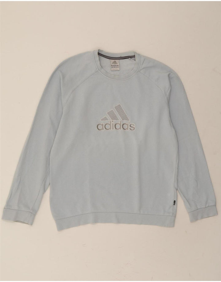ADIDAS Mens Graphic Sweatshirt Jumper Large Blue Cotton Vintage Adidas and Second-Hand Adidas from Messina Hembry 