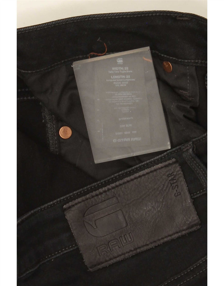 G-Star Herren Slim Jeans W32 L32 Schwarze Baumwolle