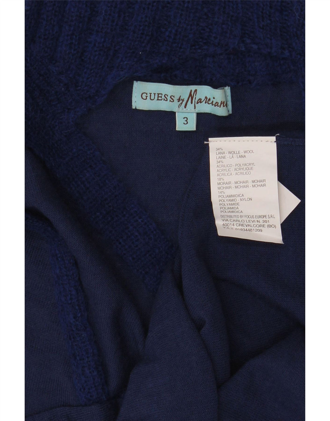 Guess Damen Marciano Rollkragenpullover Pullover US 3 Small Marineblaue Wolle