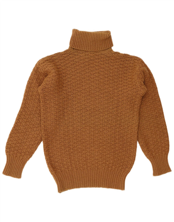 BENETTON Rollkragenpullover für Damen UK 12 Mittelbraune Wolle