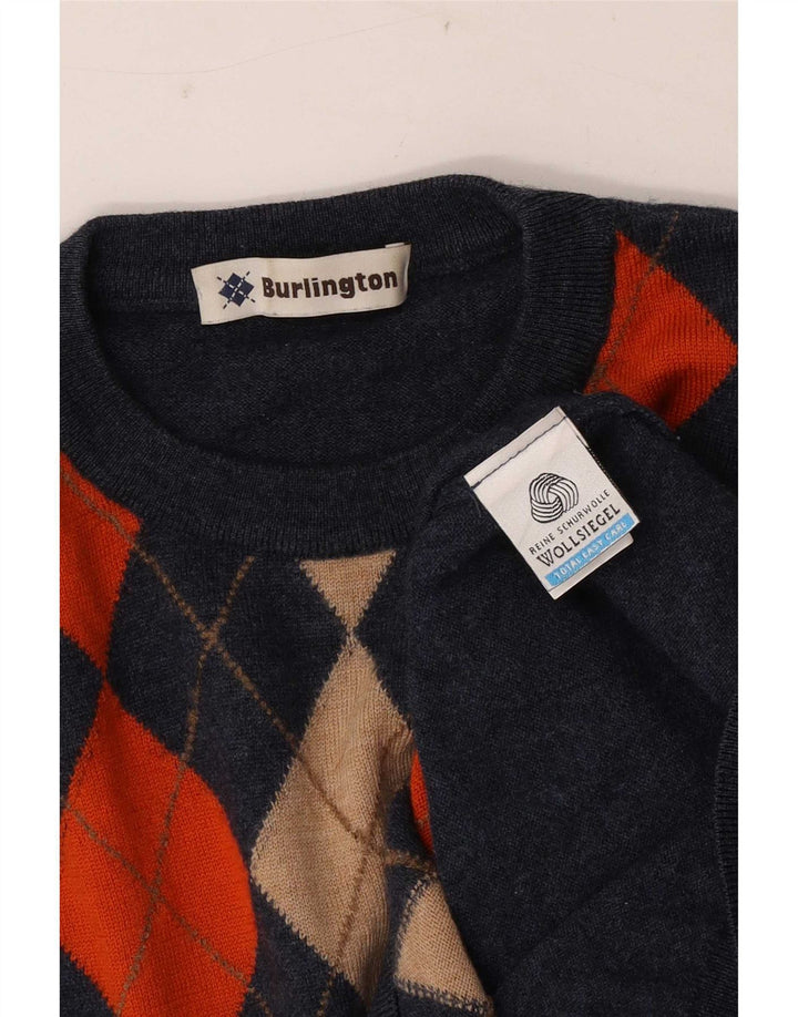 Burlington Herren-Pullover mit Rundhalsausschnitt, Größe 48, mittleres Marineblau