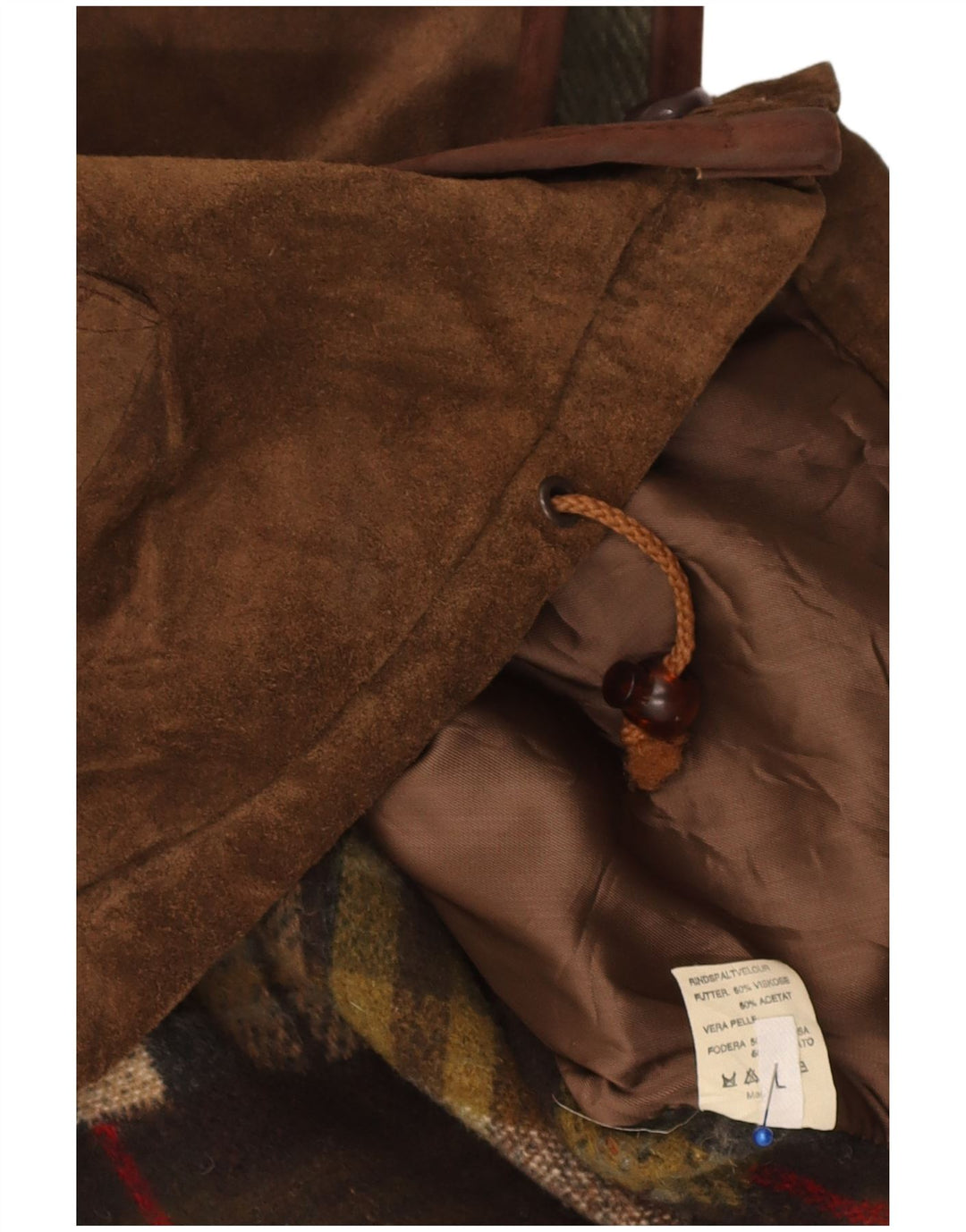 Vintage Herren Wildlederweste, großes braunes Patchwork-Leder