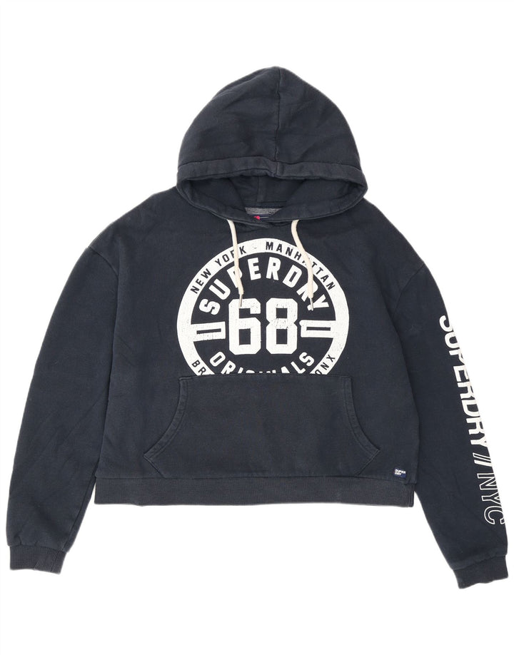 Superdry Damen-Kapuzenpullover mit Grafik-Übergröße, Gr. 14, mittleres Marineblau