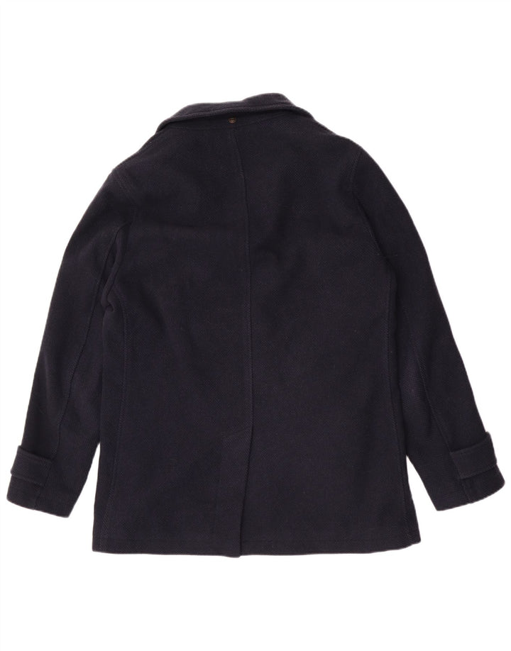 Massimo Dutti Herren Pea Coat UK 38 Mittelmarineblaue Wolle