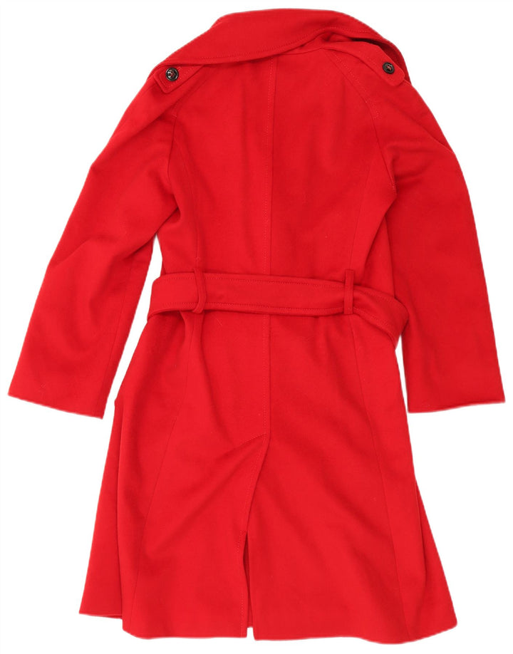 MARELLA Womens Overcoat UK 6 XS Red Virgin Wool