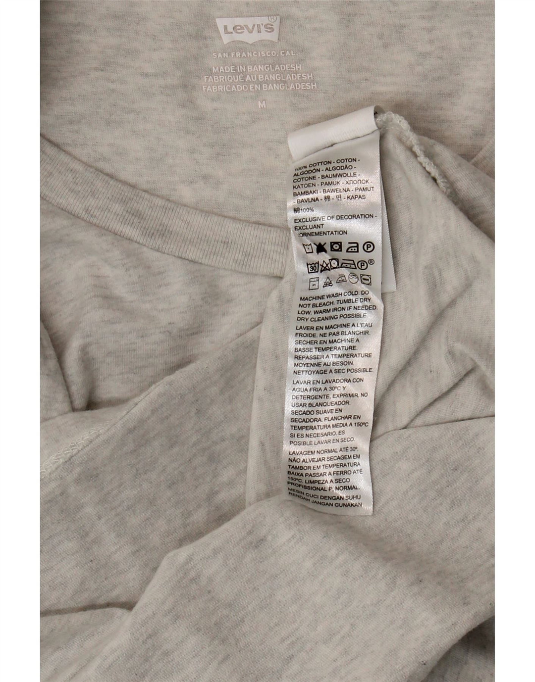 Levi's Damen-T-Shirt-Oberteil UK 12 Mittelgrau gefleckte Baumwolle