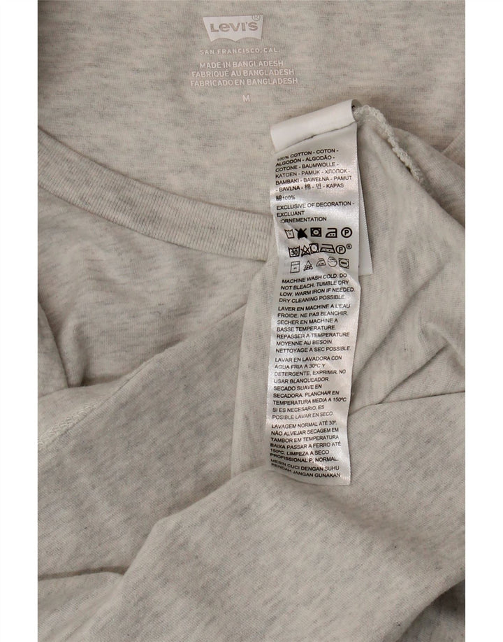 Levi's Damen-T-Shirt-Oberteil UK 12 Mittelgrau gefleckte Baumwolle