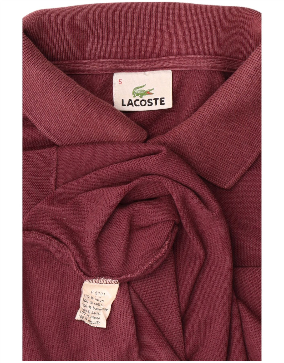 LACOSTE Herren-Poloshirt, Größe 5, große kastanienbraune Baumwolle
