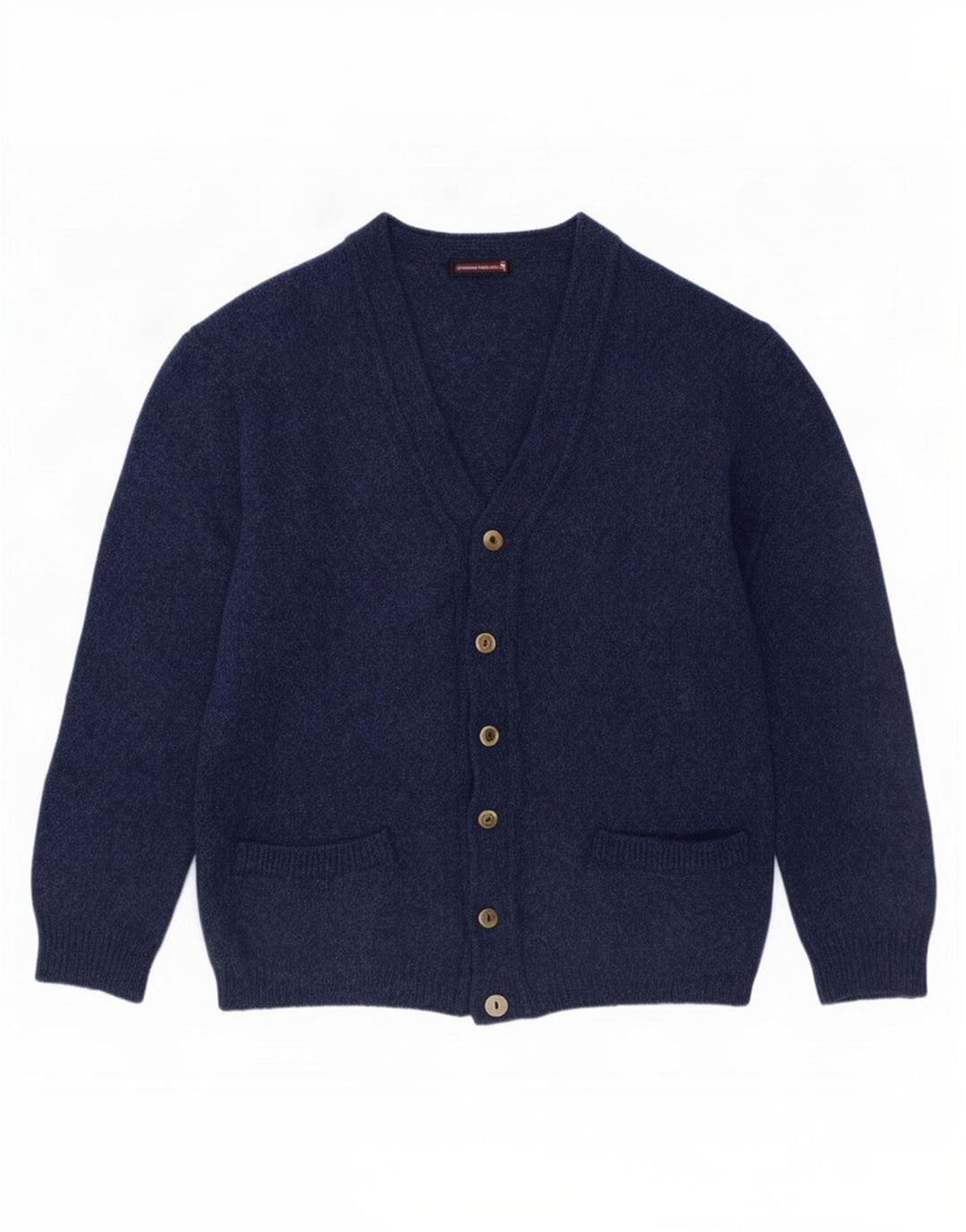 Vintage Herren Cardigan Pullover Medium Marineblau Schurwolle