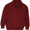 Zara Herren-Pullover mit Schalkragen, großes Kastanienbraun, Acryl