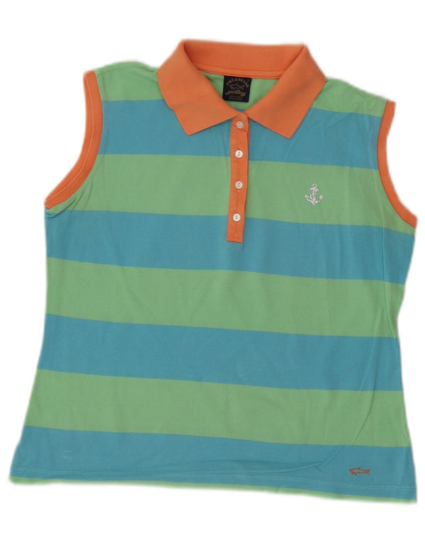 Paul & Shark Damen Yachting Crop Poloshirt UK 10 Small Blau gestreift