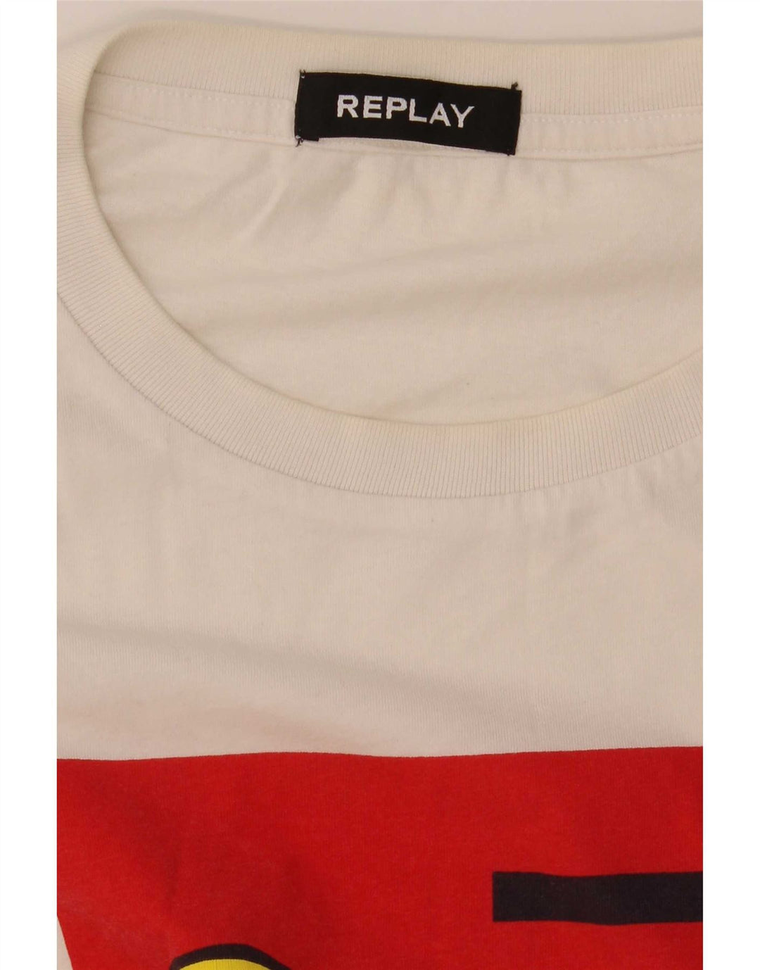 Replay Herren Grafik-T-Shirt-Oberteil Mittelweiß