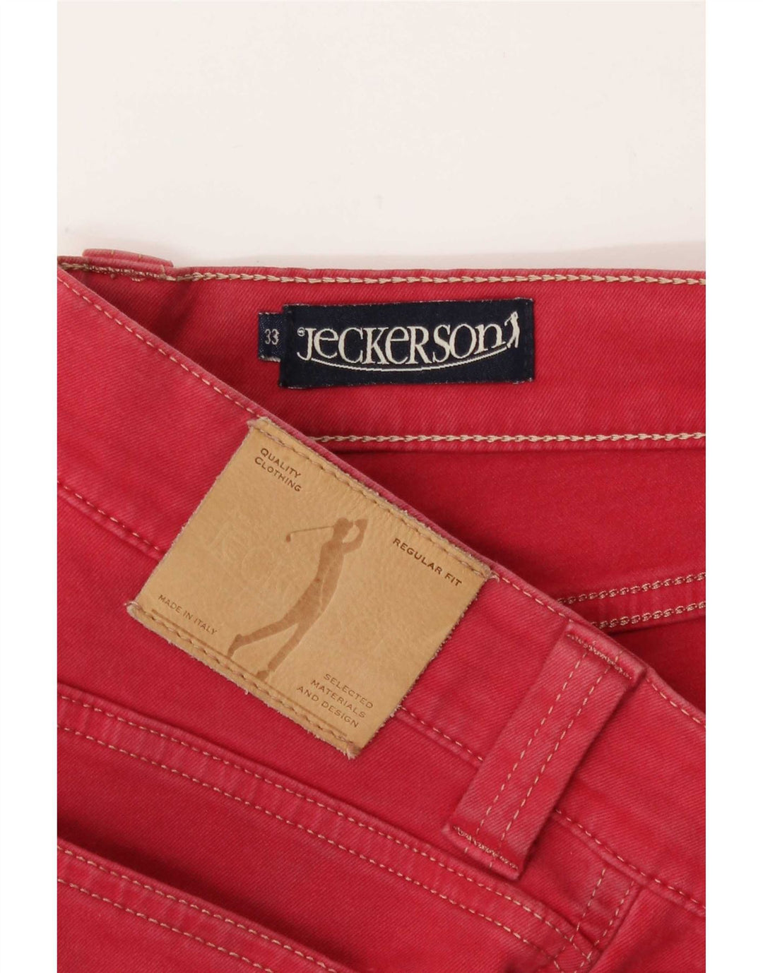 Jeckerson Herren Straight Jeans W33 L30 Rote Baumwolle