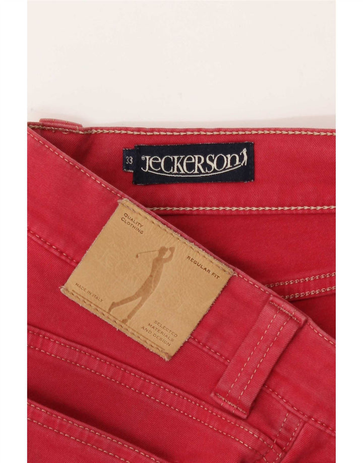 Jeckerson Herren Straight Jeans W33 L30 Rote Baumwolle
