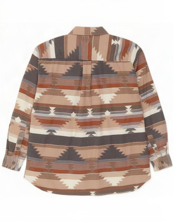 Vintage Herren Flanellhemd Mittelbeige Fair Isle Baumwolle