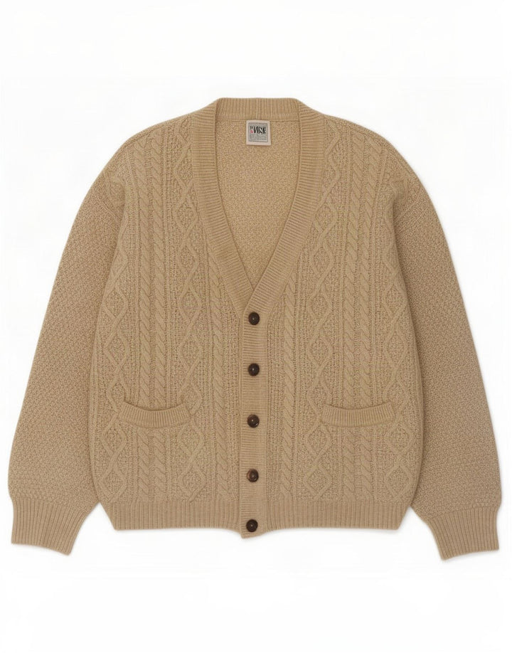 Think Pink Herren-Strickjacke IT 48 Mittelbeige Lammwolle