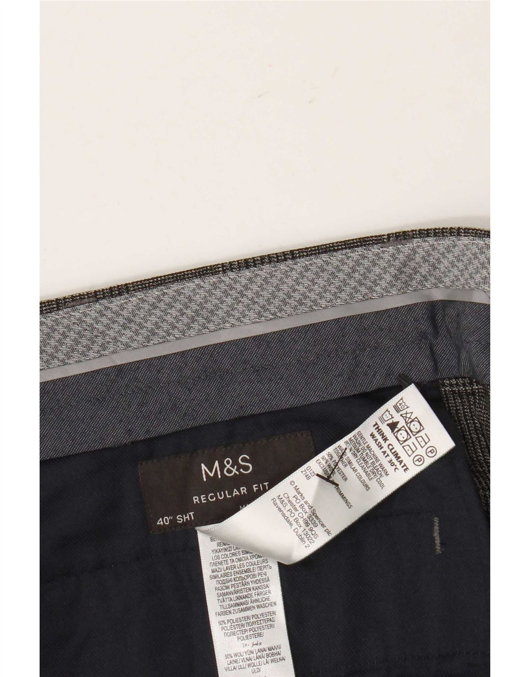 Marks & Spencer Herren-Anzughose mit gerader Passform und normaler Passform, W40 L29, grau kariert