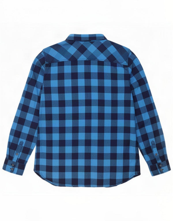 J. Crew Damen Flanellhemd UK 18 XL Blue Gingham Cotton